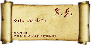 Kula Jolán névjegykártya